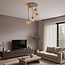 Plafondlamp Carato met 5 amber glazen bollen - beige