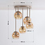 Plafondlamp Carato met 5 amber glazen bollen - beige