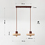 Japandi  hanglamp Florinda met travertin (natuursteen) en hout, 2-lichts
