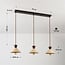 3-lichts Japandi hanglamp Mara - travertin (natuursteen) en hout