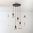 4-lichts Japandi hanglamp Muro - travertin (natuursteen) en hout