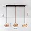 3-lichts hanglamp Travo - travertin (natuursteen) en licht hout