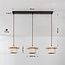 3-lichts Japandi hanglamp Travia - travertin (natuursteen) en licht hout