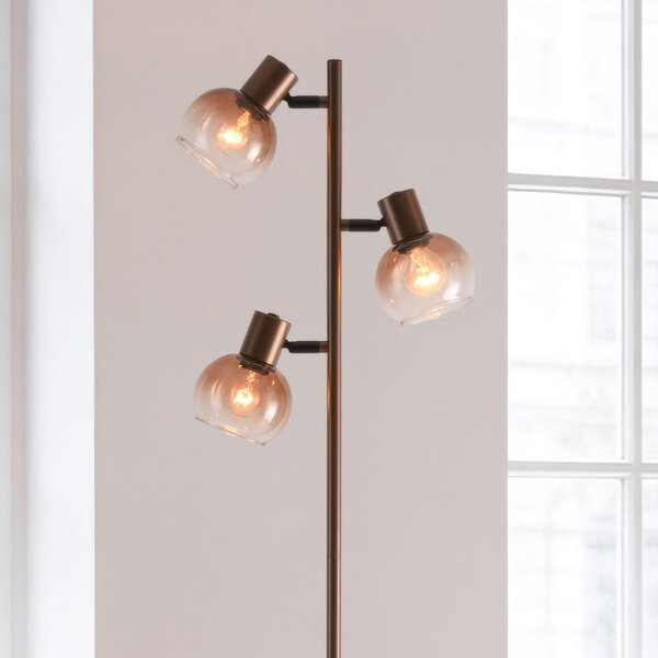 Vloerlamp Duna met bruin ombre-glas, 3-lichts