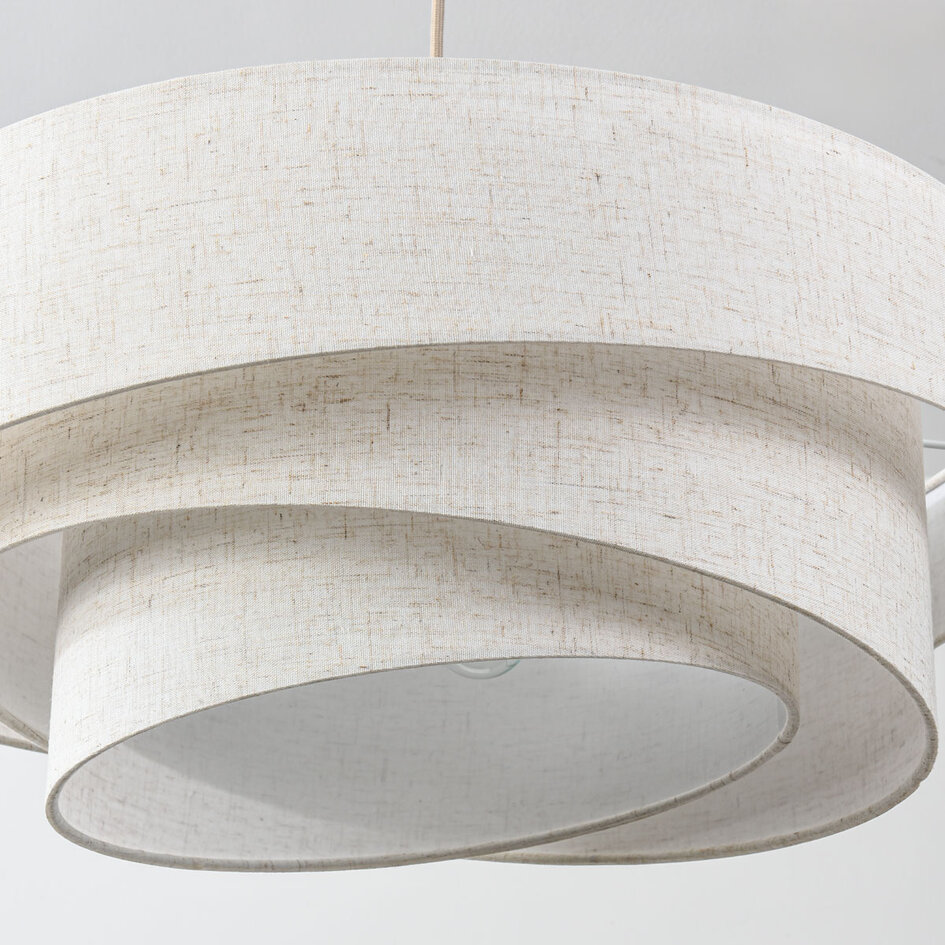 Hanglamp Nerai met 3 gelaagde linnen kappen - beige