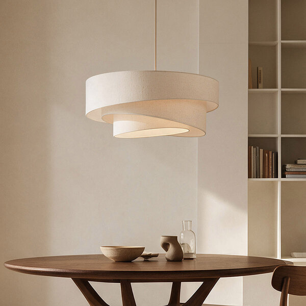 Hanglamp Nerai met 3 gelaagde linnen kappen - beige