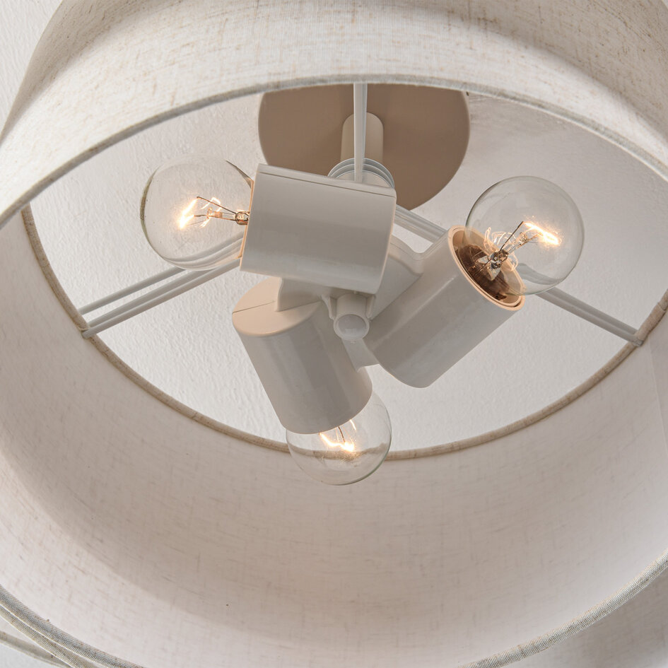 3-lichts plafondlamp Neroi - beige met gelaagde linnen kappen