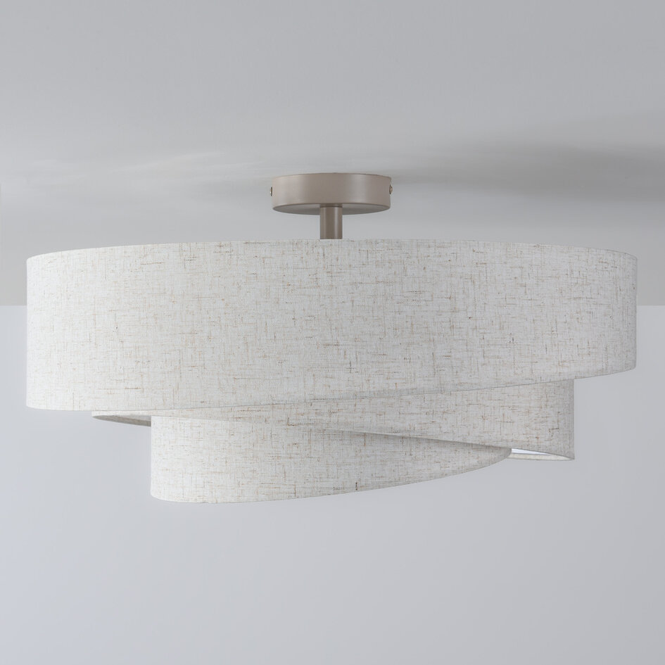 3-lichts plafondlamp Neroi - beige met gelaagde linnen kappen