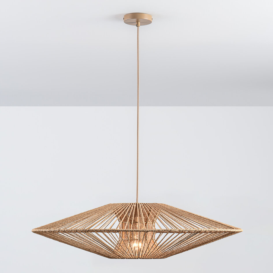 Hanglamp Orana - dubbele handgevlochten kap in naturel
