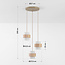 Hanglamp Sani met 3 kappen van travertin en melkwit glas - beige