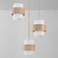 Hanglamp Sani met 3 kappen van travertin en melkwit glas - beige