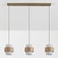 Hanglamp Flari met 3 kappen van travertin en melkwit glas - beige