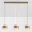 Hanglamp Flari met 3 kappen van travertin en melkwit glas - beige