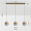 Hanglamp Flari met 3 kappen van travertin en melkwit glas - beige
