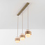 Hanglamp Flari met 3 kappen van travertin en melkwit glas - beige