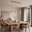 Hanglamp Flari met 3 kappen van travertin en melkwit glas - beige