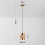 Hanglamp Yuki met travertin en amber glas - beige