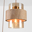 Hanglamp Sani met 3 kappen van travertin en amber glas - beige
