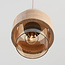Hanglamp Flari met 3 kappen van travertin en amber glas - beige