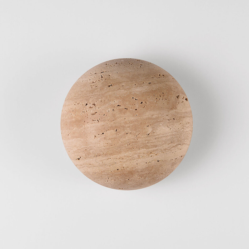 Wandlamp Jawie van travertin met geïntegreerde LED - beige