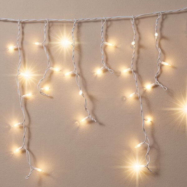 IJspegelverlichting koppelbaar | vanaf 3 meter | 114 LEDs | warm wit met twinkel | wit snoer | rubber