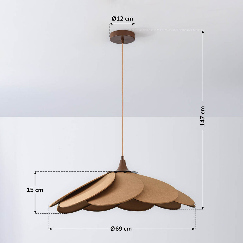 Hanglamp Flario met linnen kap - bruin