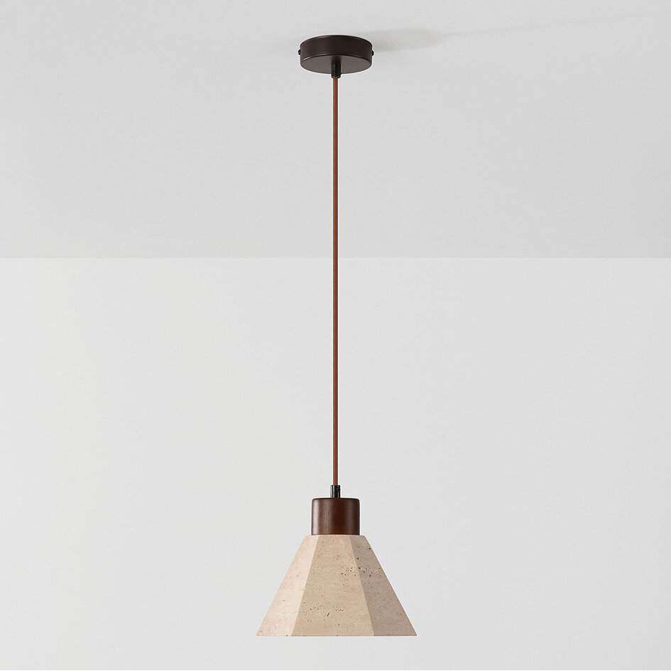 Hanglamp Petra van travertin en hout - bruin