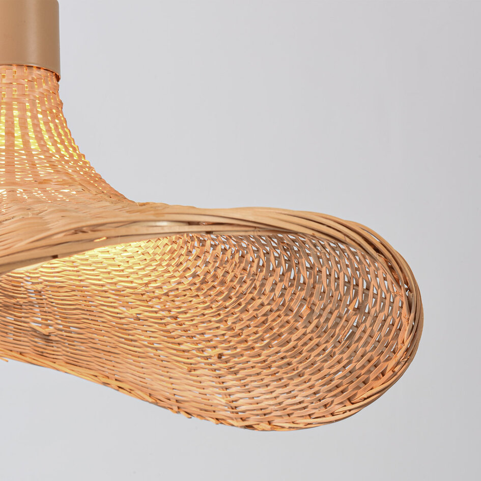 Hanglamp Flima met gevlochten bamboe - bruin