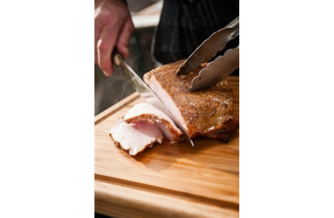 Vleesplank met sapgeul uit bamboe 40x30x3cm