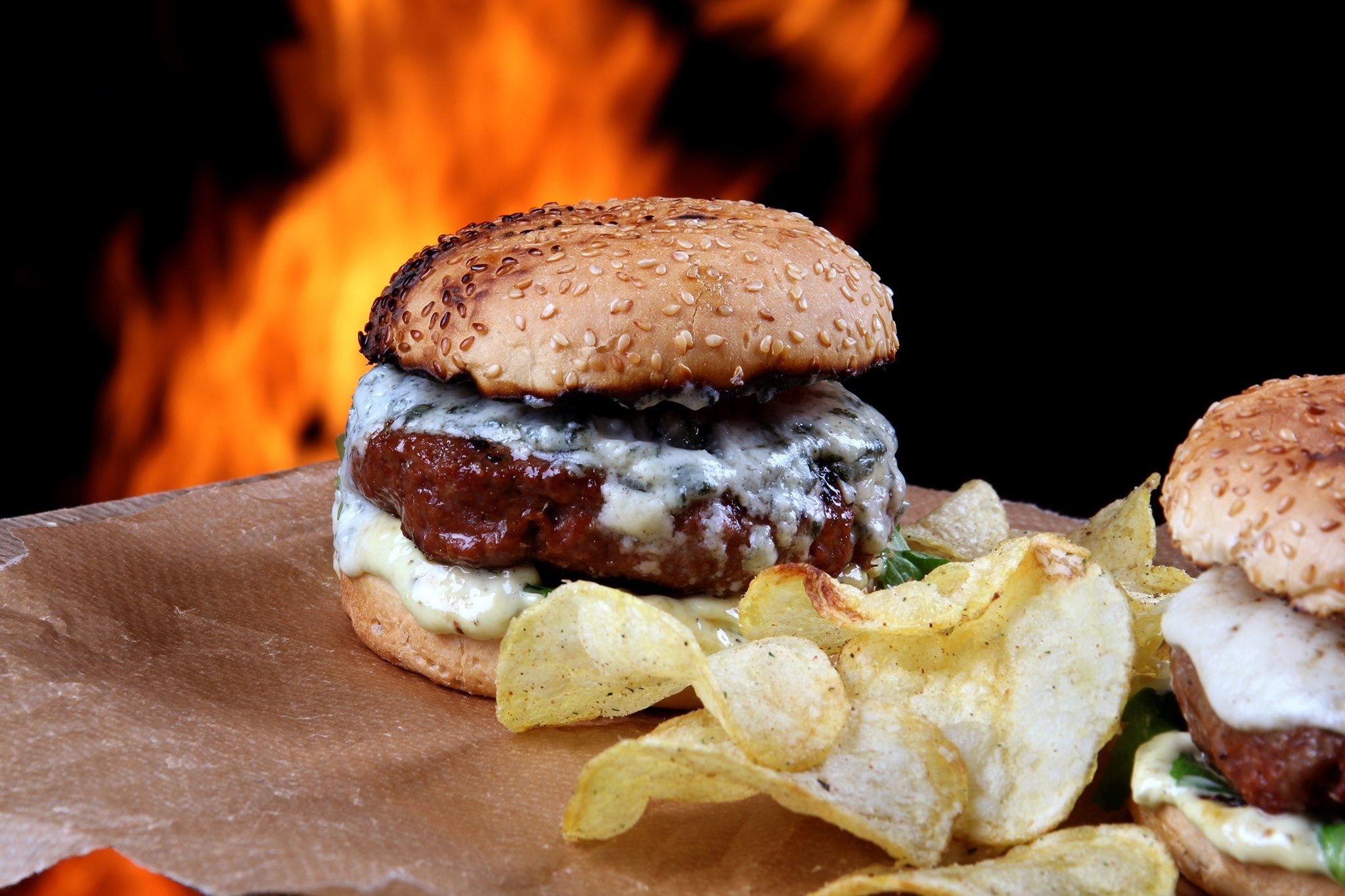 Blauwe kaas waardse buffelburger