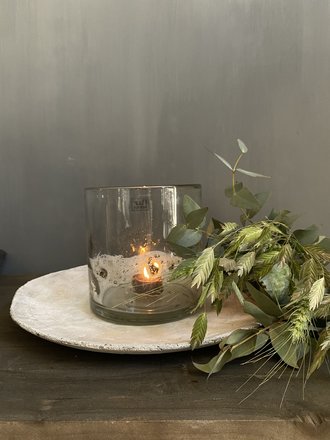 Schaal van beton creme/wit