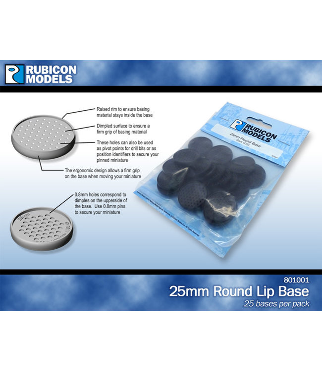 25mm Round Lip Base - Pack of 25