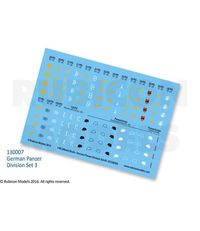 German Panzer Division Set 3 Decal Sheet