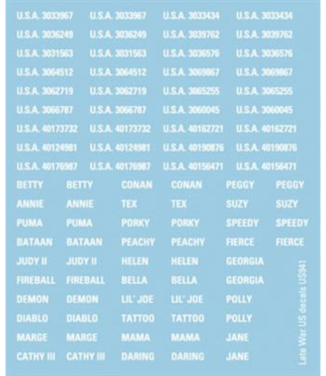 American Late War Decals