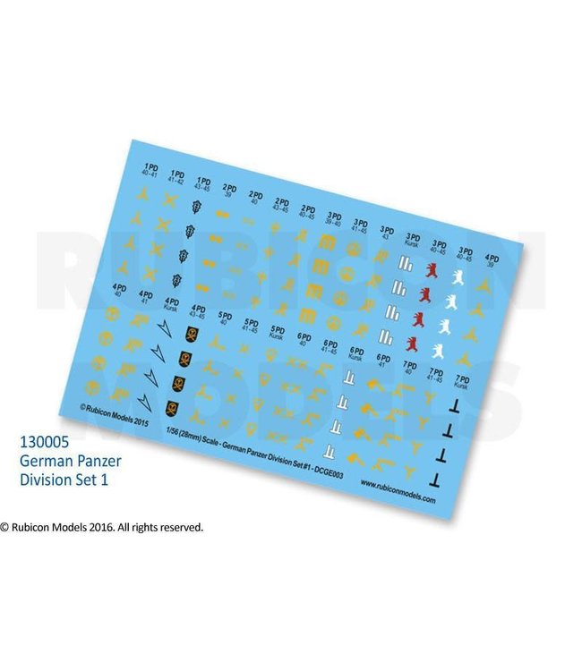 German Panzer Division Set 1 Decal Sheet