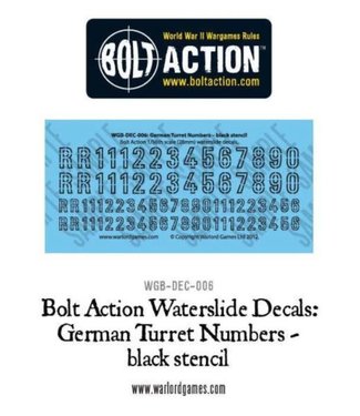 Bolt Action German Turret Numbers - black stencil decal sheet