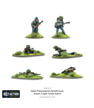 Bolt Action Italian Paracadutisti flamethrower, sniper & light mortar teams