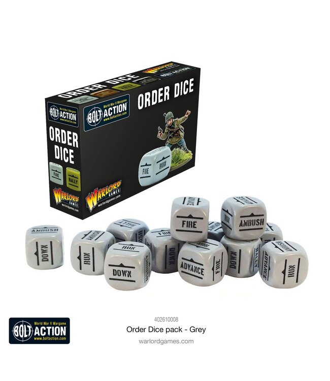Bolt Action Order Dice Pack - Grey