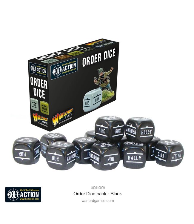 Bolt Action Order Dice Pack - Black