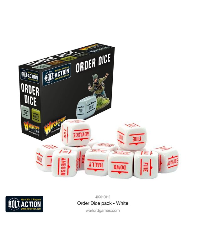 Bolt Action Order Dice Pack - White