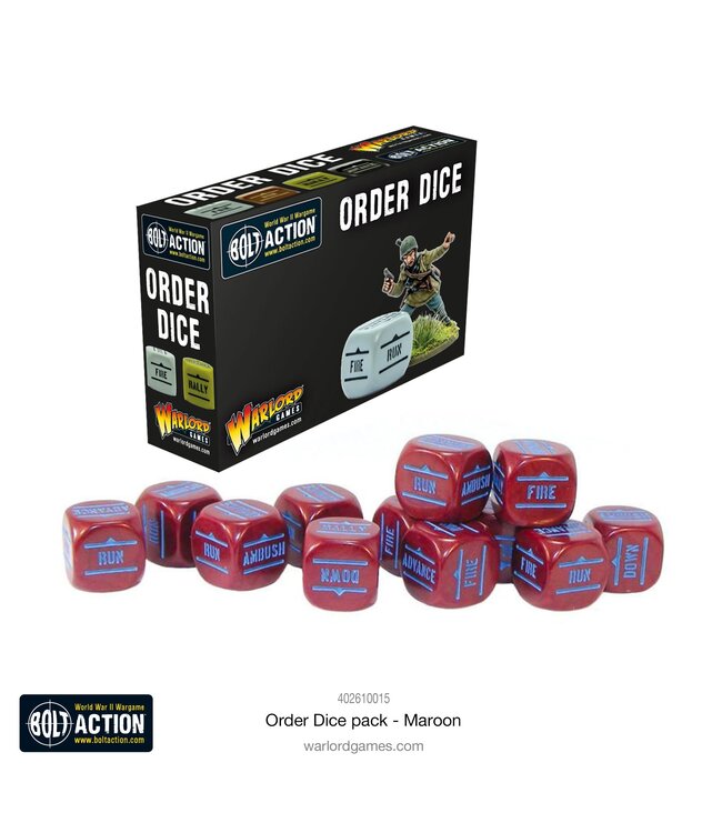 Bolt Action Order Dice Pack - Maroon