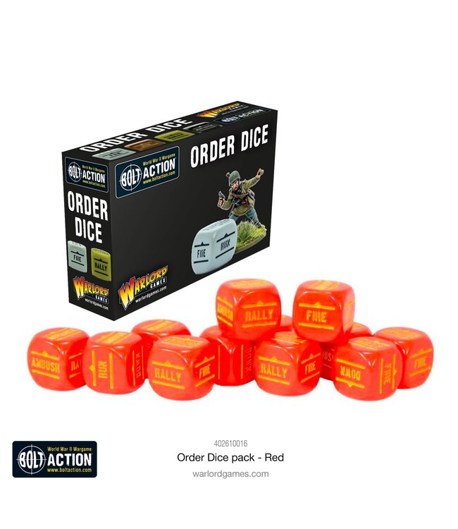 Bolt Action Order Dice Pack - Red