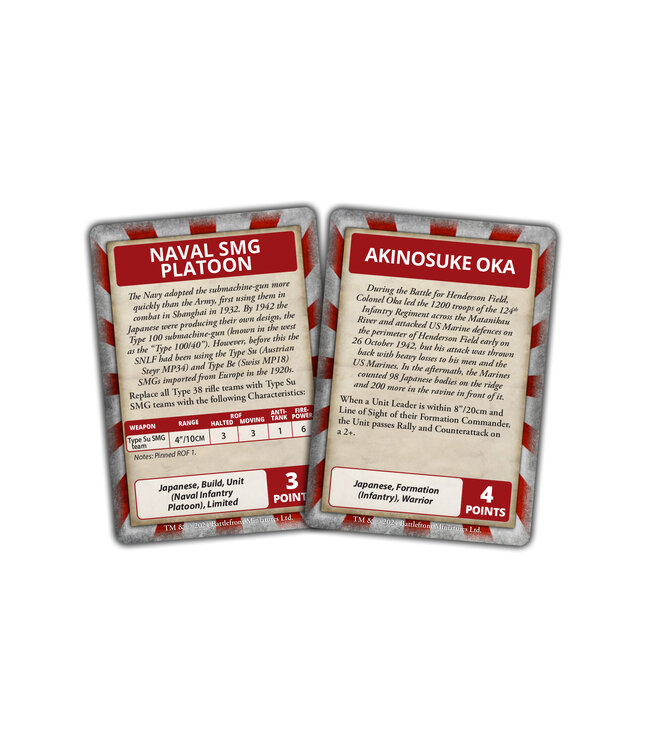 The Pacific: Japanese Unit Cards - (Limited Edition)