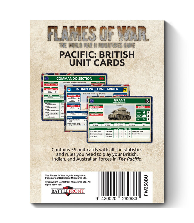 British, Australian & Indian MW Unit Card Pack - (Limited Edition)