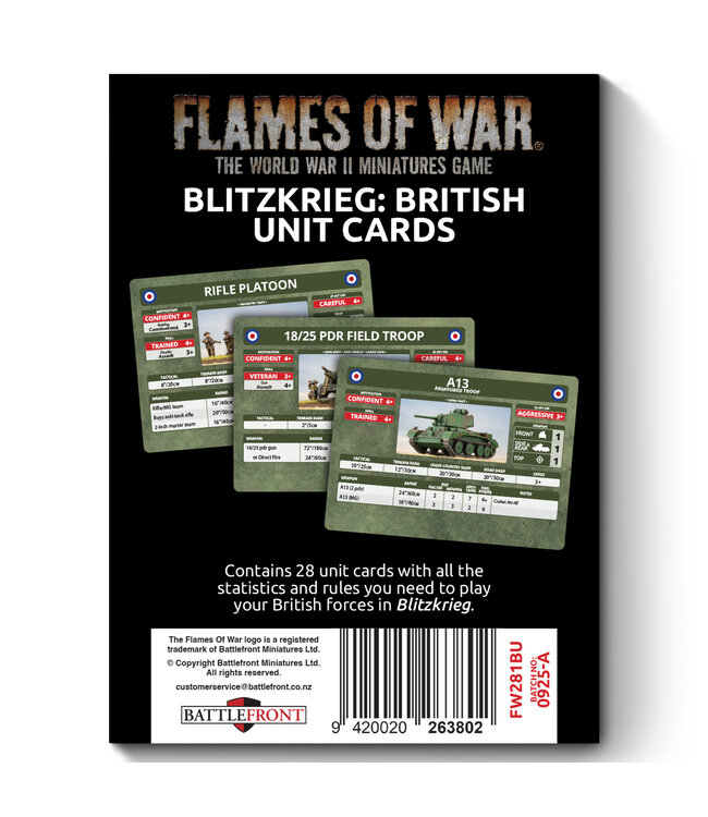 Blitzkrieg British Unit Cards - Limited Edition