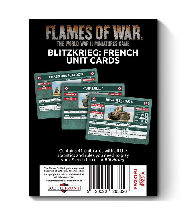 PRE-ORDER: Blitzkrieg French Unit Cards - Limited Edition