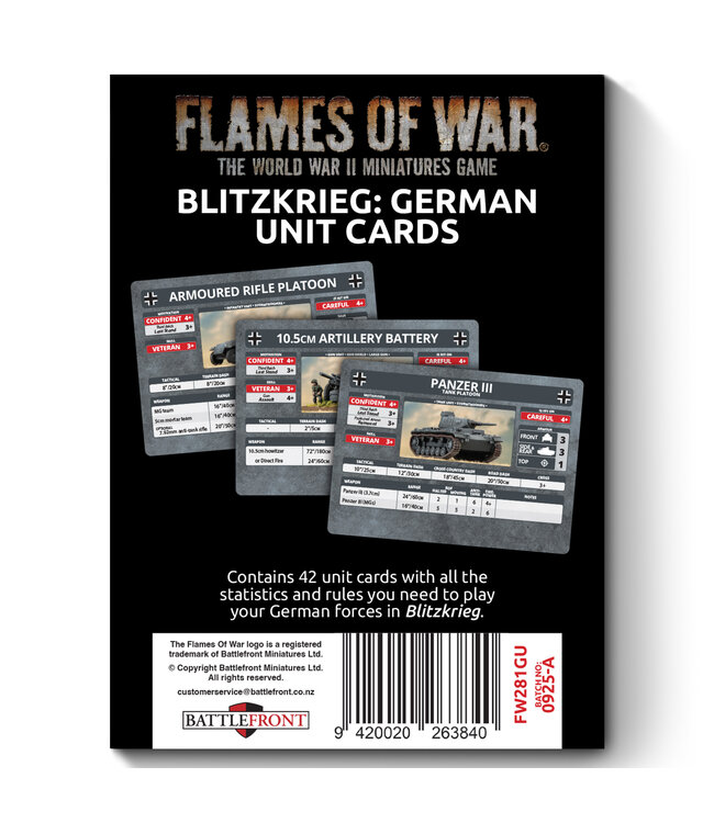 Blitzkrieg German Unit Cards - Limited Edition