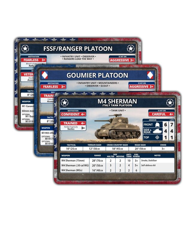 American and French Unit Cards - (Liberation of Italy)