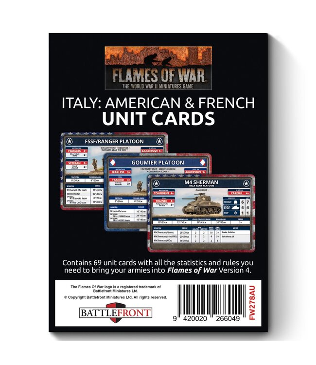 American and French Unit Cards - (Liberation of Italy)