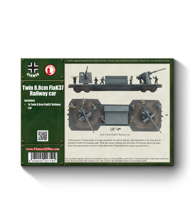 PRE-ORDER: Twin 8.8cm FlaK Railway car